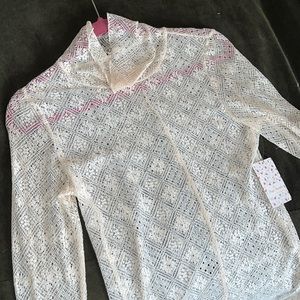 Free People Mesh Lace  Turtleneck